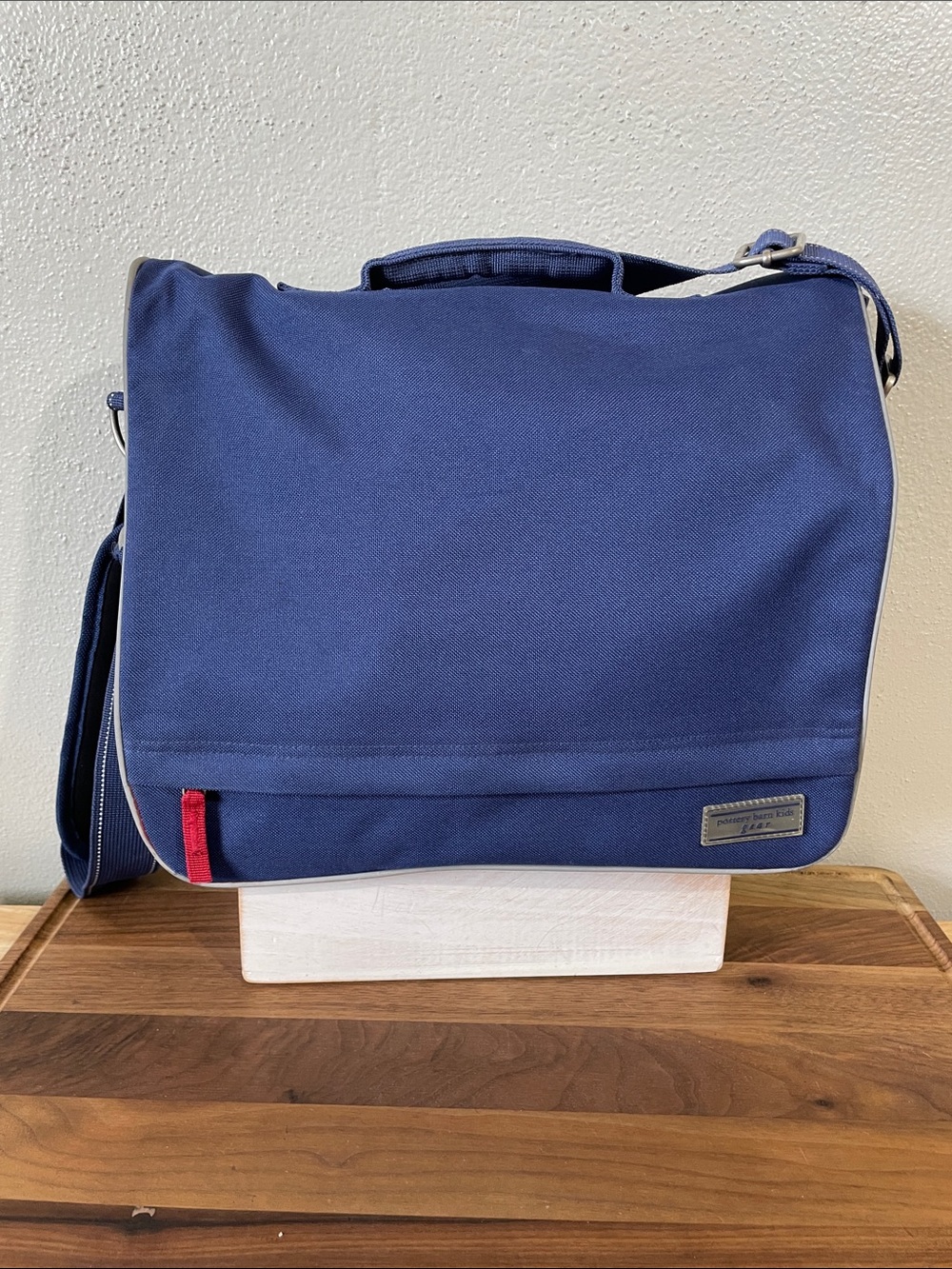 Pottery Barn Kids Gear Messenger Bag Blue Red School Travel Crossbody Satchel PB